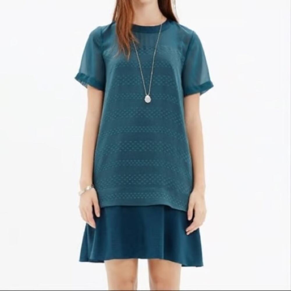 Madewell Womens Slowbeat Flapper Style‎ Shift Dress Emerald Green Polka Dot M